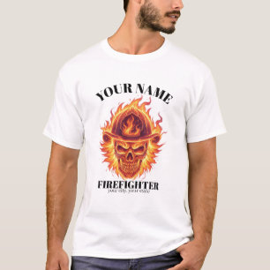 T-shirt Phoenix de Flamme de Crâne de Sapeur-Pompier Perso