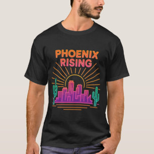 T-shirt Phoenix Rising Ville Néon – Synthwave Rétro Désert