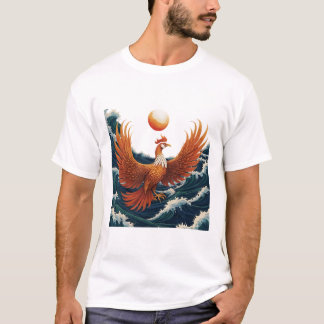 T-shirt Phoenix Wave Art - Ukiyo-e Sunset Design