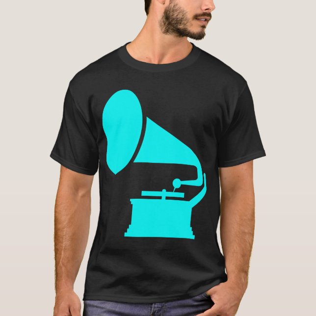 T-shirt Phonographe - Cyan (Devant)
