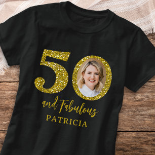 T-shirt Photo 50e anniversaire noir et or 50 & Fabuleux 