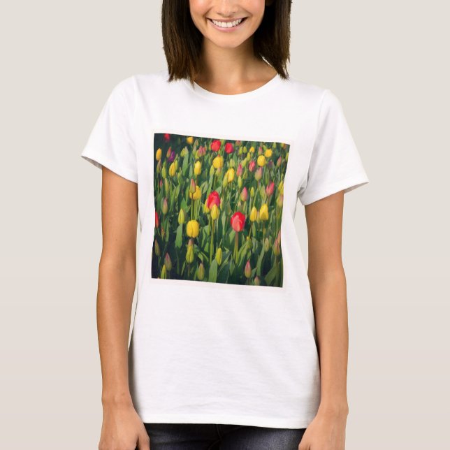 T-shirt Photo carré - Tulipes colorées (Devant)