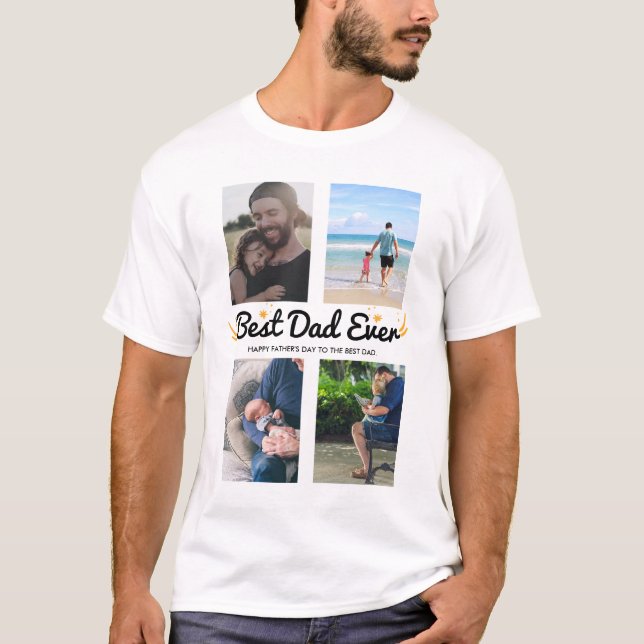 T-shirt Photo Collage Fête des pères Cadeau Meilleur Papa  (Devant)