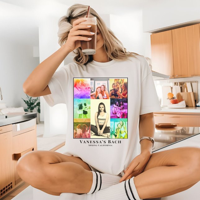 T-shirt Photo Collage Retro Photo Bachelorette Bestie T (Créateur téléchargé)