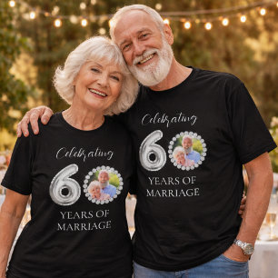 T-shirt photo de 60e anniversaire de mariage diamants homm