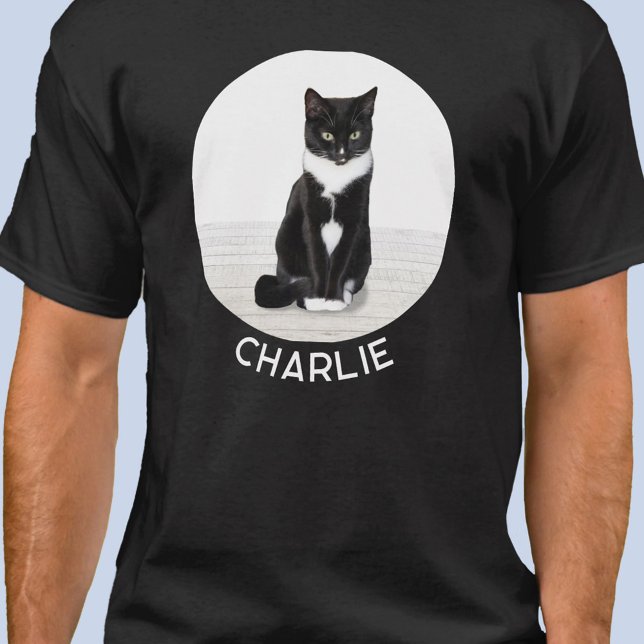 T-shirt Photo de chat personnalisé avec nom (Personalized custom name or text cat photo pet lover t-shirt)