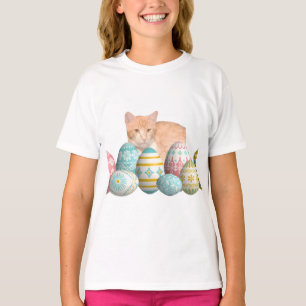 T-shirt Photo de chaton de Pâques avec des œufs peints