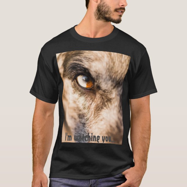 T-shirt photo de chien imprimé "Je vous regarde" (Devant)