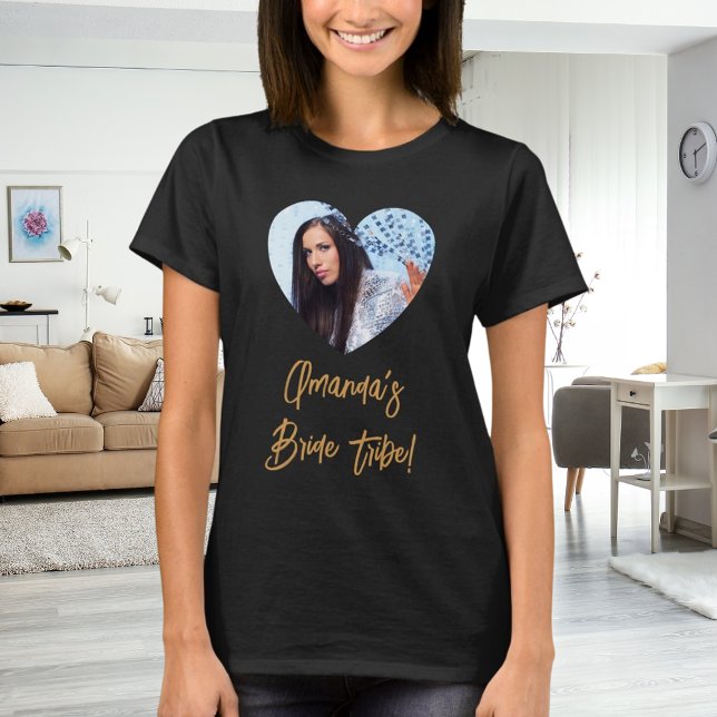 T-shirt Photo de coeur de tribu de mariée enterrement de v (Créateur téléchargé)