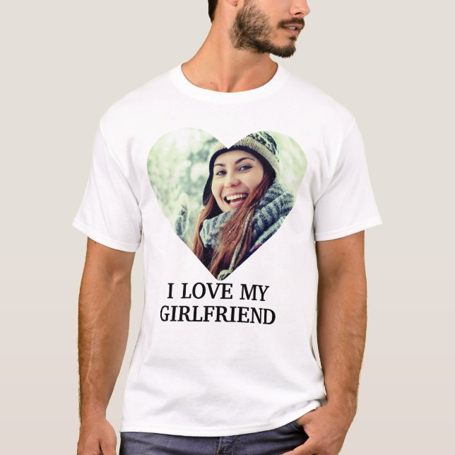 T-shirt Photo de coeur moderne personnalisée J'aime ma pet (Devant)
