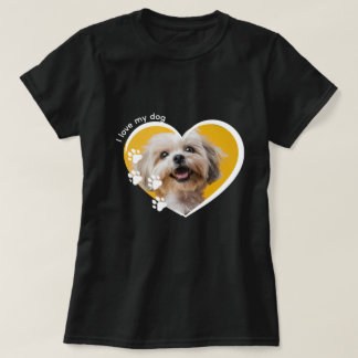 T-shirt Photo de cœur pour amateur de chiens avec motif d'