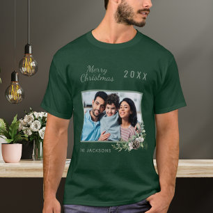 T-shirt Photo de famille de Noël vert