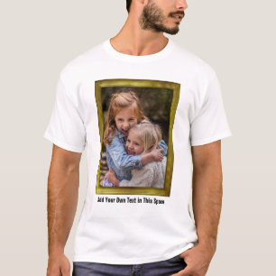 T-shirt Photo de famille personnalisée dans le cadre Gold
