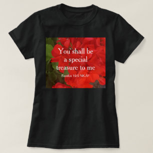 T-shirt Photo de Fleurs rouges trésor spécial Bible Verse