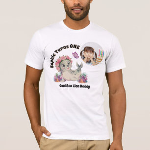 T-shirt Photo de lion de mer floral coloré mignon pour l'a