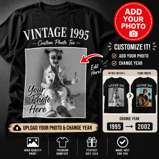 T-shirt Photo de Vintage Personnalisé et Année Nostalgique