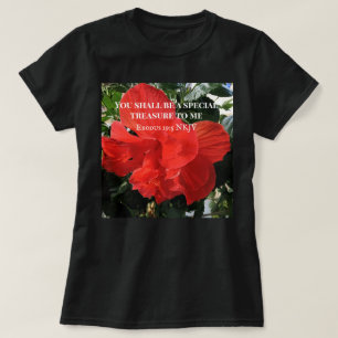 T-shirt Photo d'Orange Double Hibiscus Bible Verse