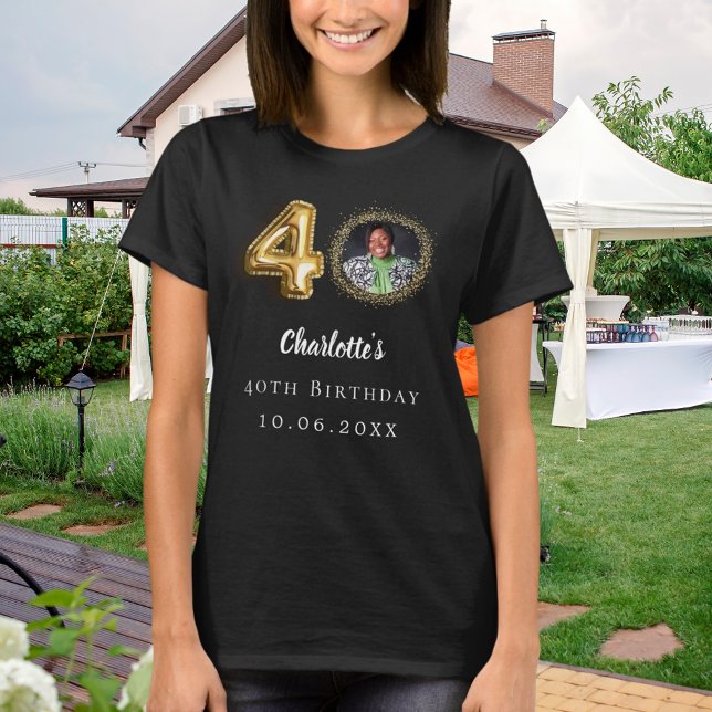 T-shirt photo en or noir de 40e anniversaire (Créateur téléchargé)