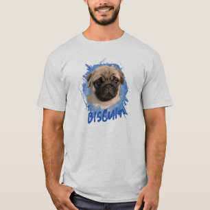 T-shirt Photo et nom de chien Pug mignon personnalisé     
