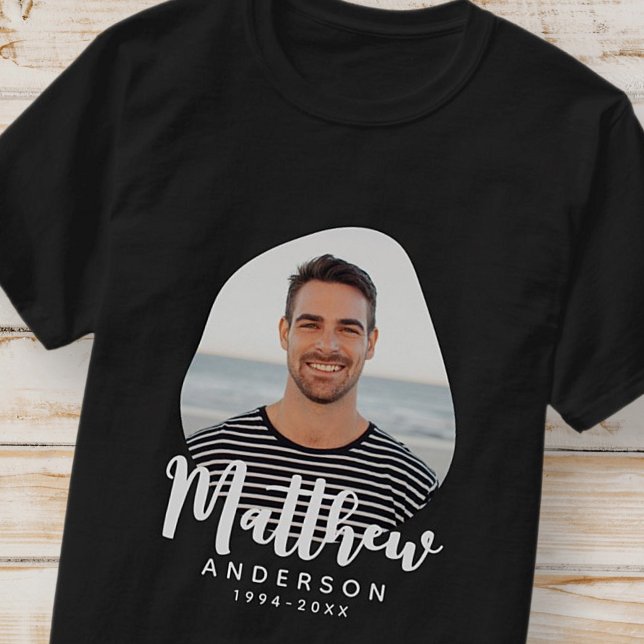 T-shirt Photo et nom personnalisés de Modern Simple Memori (Créateur téléchargé)