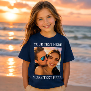 T-shirt Photo et texte personnalisés bleu marine