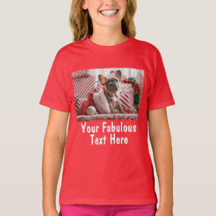 T-shirt Photo et texte personnalisés en rouge