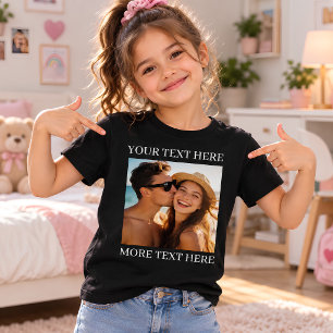 T-shirt Photo et texte personnalisés Noir
