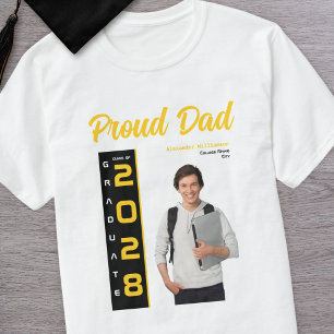 T-shirt Photo Gold Black Graduation moderne Papa Fier