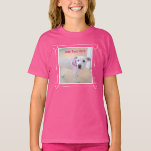 T-shirt Photo mignonne blanc chiot visage rose
