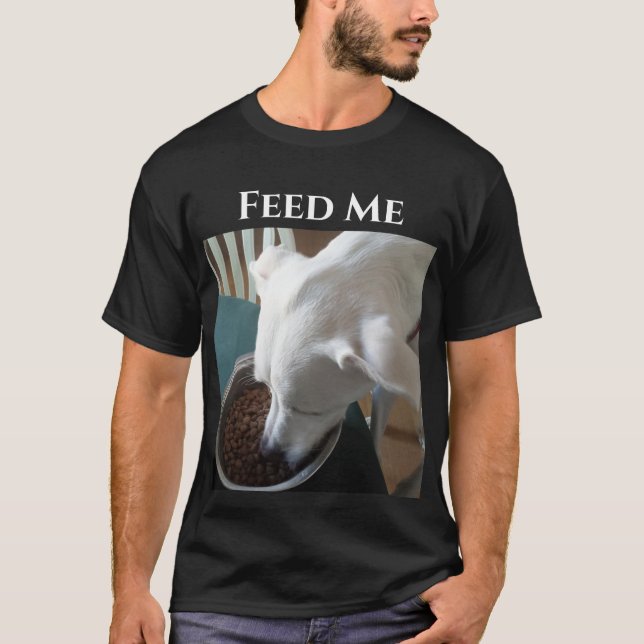 T-shirt Photo mignonne de chien affamé qui ne peut pas att (Devant)
