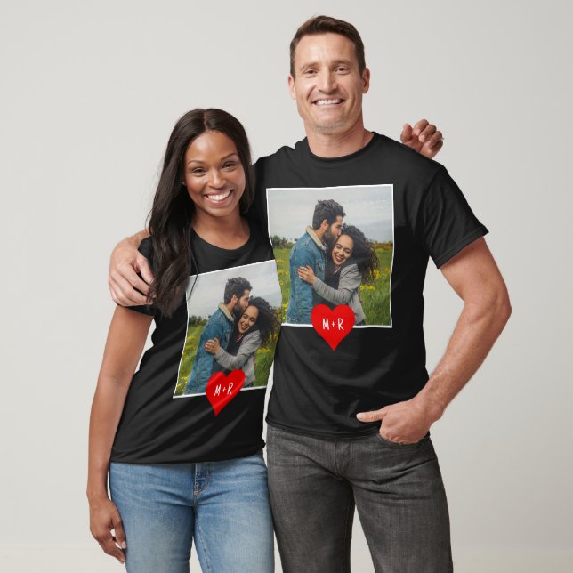 T-shirt Photo moderne personnalisée Monogramme du coeur Co (Unisexe)