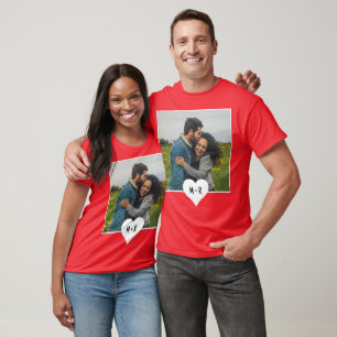 T-shirt Photo moderne personnalisée Monogramme du coeur Co