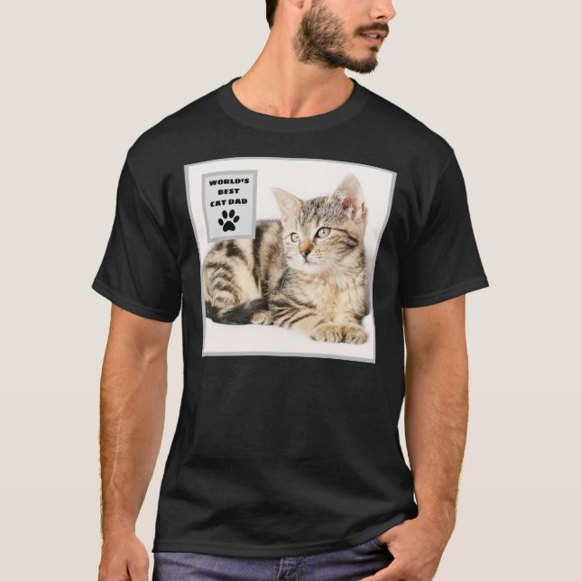 T-shirt Photo personnalisée du meilleur chat papa personna (Devant)