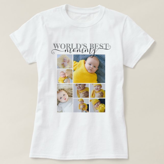 T-shirt Photo personnalisée et texte 8 Collage photo (Design devant)