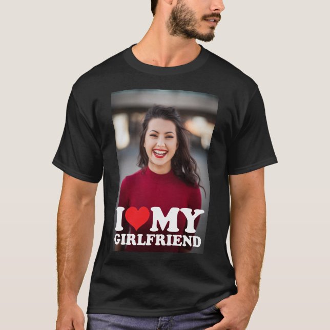 T-shirt Photo personnalisée J'aime ma petite amie (Devant)