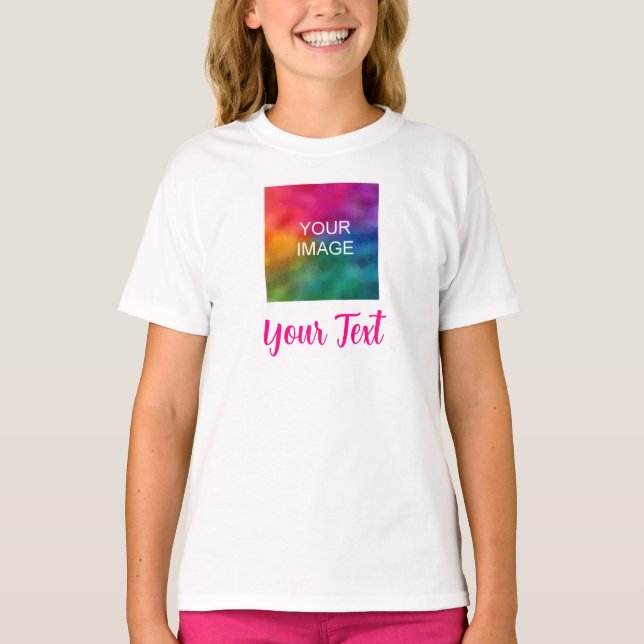 T-shirt Photo personnalisée Nom du texte Modèle Enfants Fi (Devant)