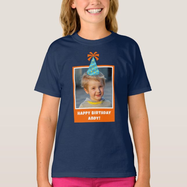 T-shirt Photo pour enfant personnalisée Joyeux anniversair (Devant)