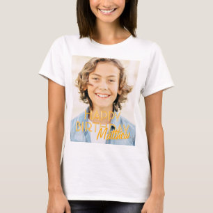 T-shirt Photo simple moderne Accueil d'anniversaire