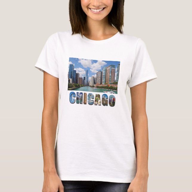 T-shirt Photo Skyline de Chicago River (Devant)