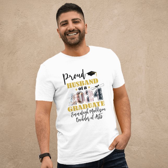 T-shirt Photo sur mesure du mari de la fierté 2024 Graduat (Créateur téléchargé)
