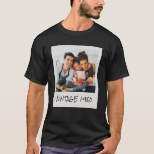 T-shirt Photo Vintage Personnalisée Et Année Noire