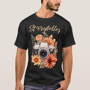 T-shirt Photographe Conteur Appareil Photo Floral Vintage