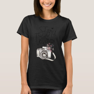 T-shirt Photographe D'Histoire Caméra Vintage Avec Flowe