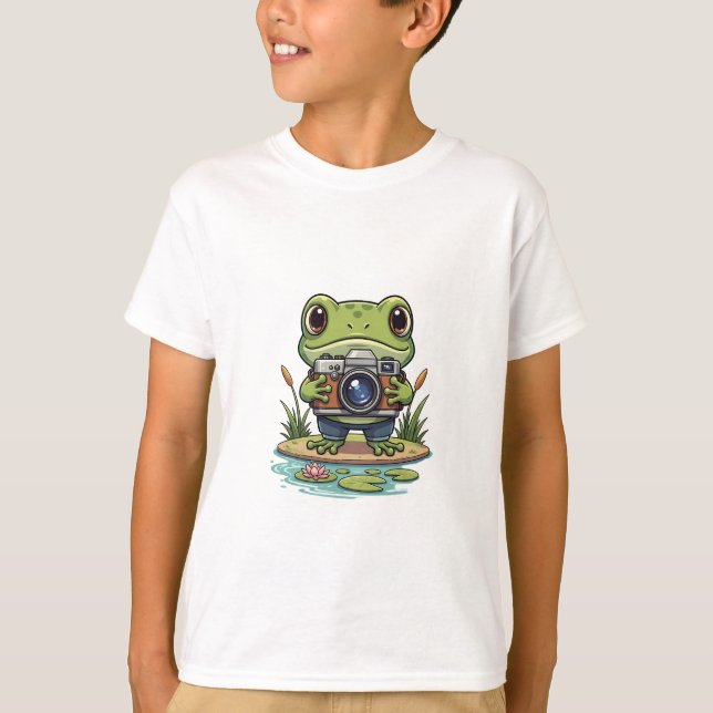 T-shirt Photographe Grenouille avec Appareil Photo Enfants (Devant)