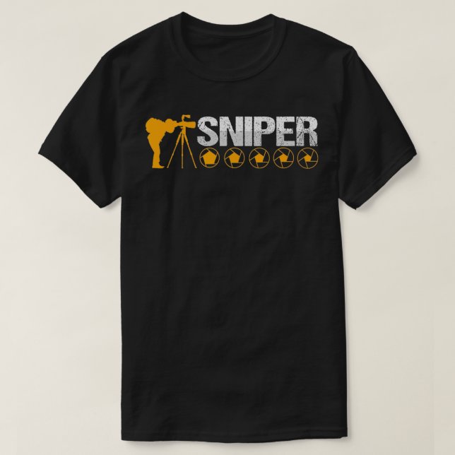 T-shirt Photographe Sharp Sniper Cameraman Shutterbug Pho (Design devant)