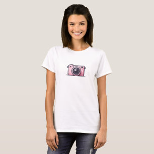 T-shirt Photographie de la caméra de tir rose tendance