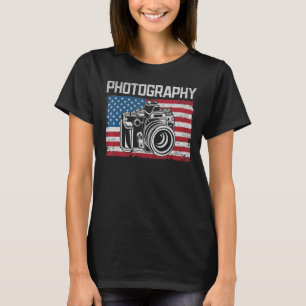 T-shirt Photographie Nous Drapeau Photographie Caméra Phot