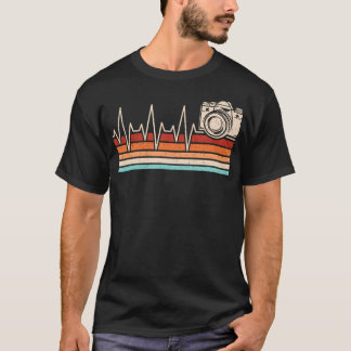 T-shirt Photographie Rétro Battement de Coeur Appareil Pho