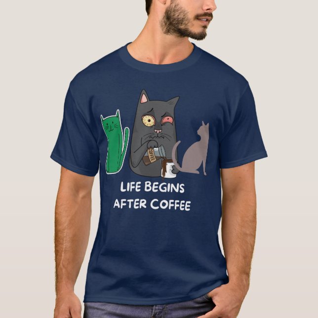 T-Shirt photos de chat pour les amateurs de café m (Devant)