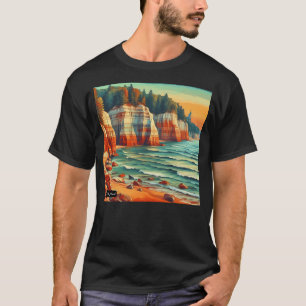 T-shirt Photos Rocks National Lakeshore Michigan, Colorf